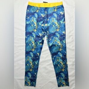 Ethika "Blue Gold Dust" Dinosaur Drip Performance Leggings Women's XL NEW
